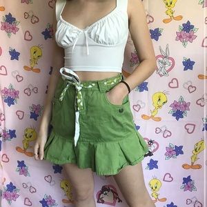 Green mini skirt